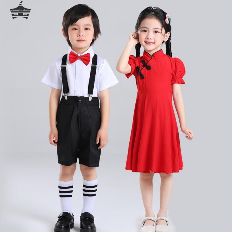 六一儿童合唱服小学生爱国朗诵比赛班服男女童幼儿园旗袍裙演出服-封面