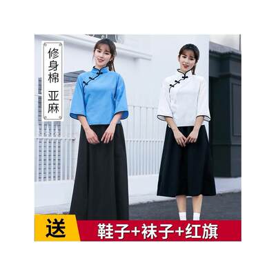 夏秋民国学生装女五四青年装民国风女装中山装校服毕业服合唱演出