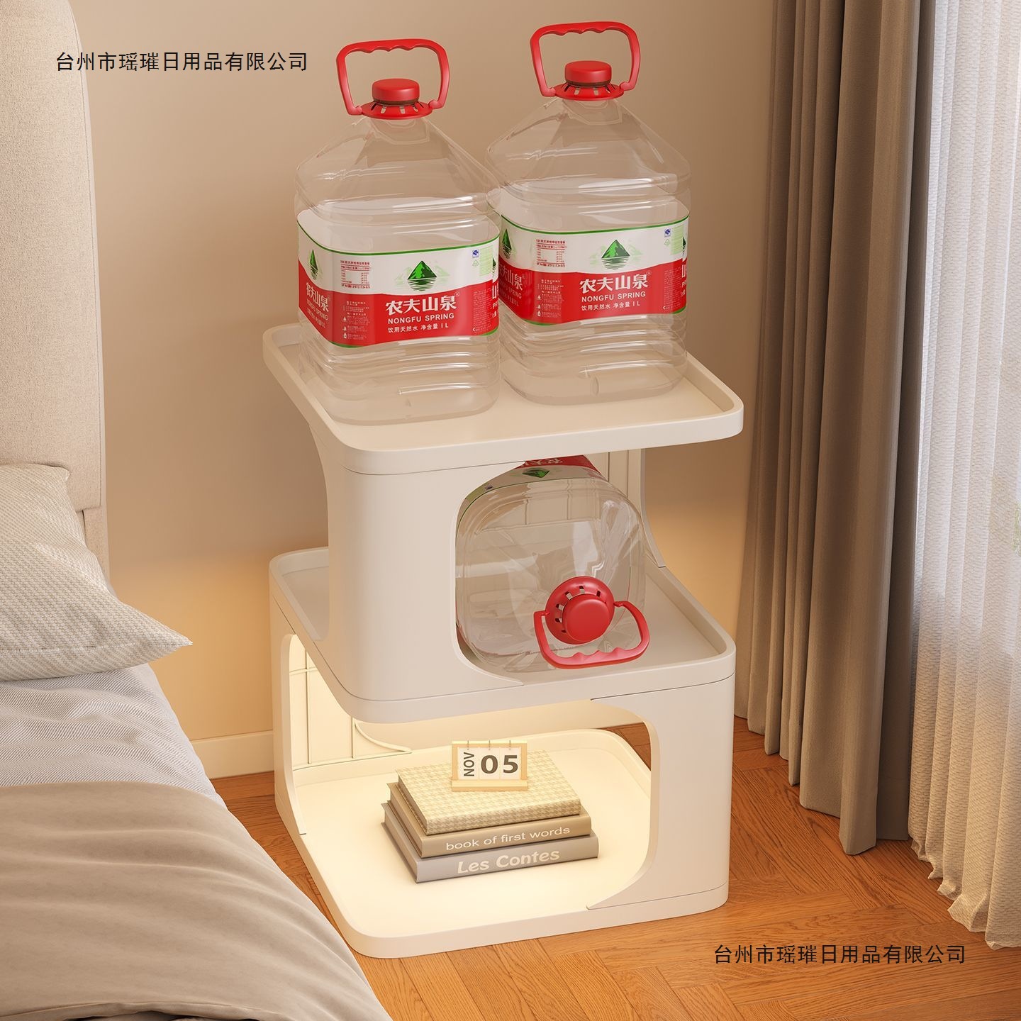 卧室床头柜置物架落地客厅网红床头柜可移动边柜小众设计感置物架