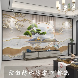 飾壁布店鋪裝 修壁畫 格柵墻布背景墻壁紙客廳裝 墻紙3d立體中式