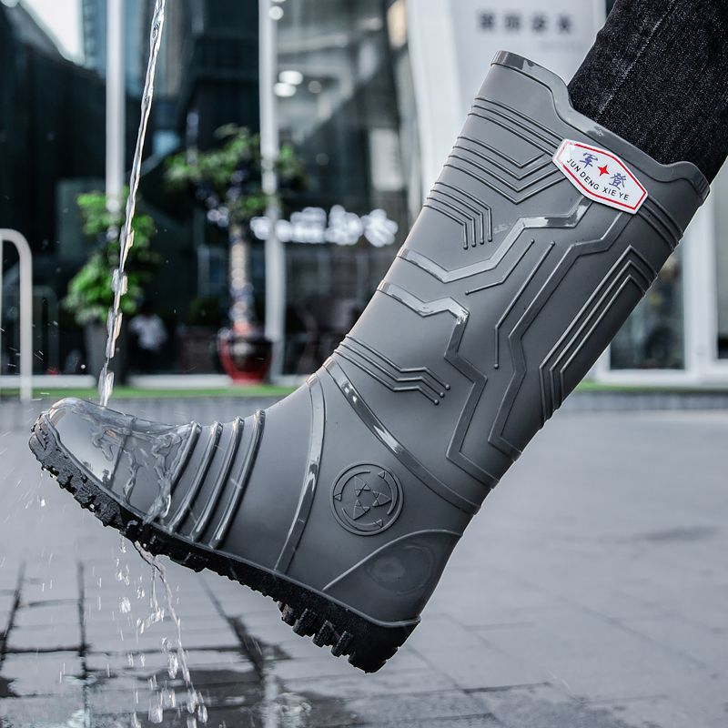 时尚工矿雨鞋男耐酸耐碱耐油高筒水鞋新款工地厨房防水鞋雨靴