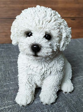 可爱比熊犬仿真摆件小白小狗狗宠物模型家居房间装饰品树脂工艺品