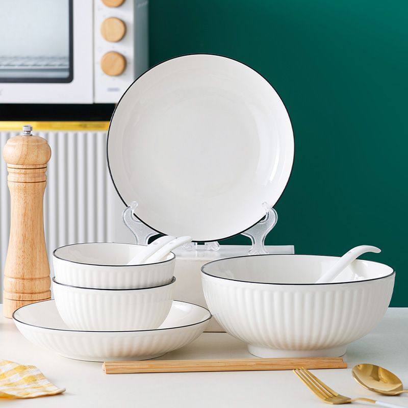 碗盘子套装陶瓷碗筷吃饭碗菜组合装碗碟子家用高颜值陶瓷餐具