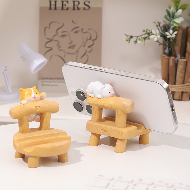 创意凳子手机支架可爱猫咪家居装饰品客厅办公室桌面少女心小摆件