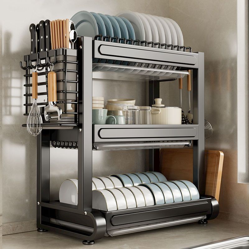 厨房置物架碗碟碗盘收纳架沥水架家用新款放碗架碗筷收纳盒碗柜
