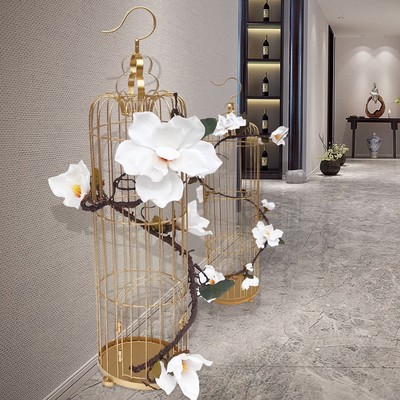 铁艺装饰鸟笼欧式婚庆橱窗摆件婚礼金属摄影道具金色颜万百