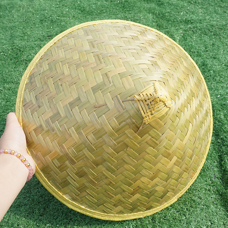 包邮竹编青皮斗笠帽农民户外遮阳防晒大沿草帽舞蹈演出道具可金小