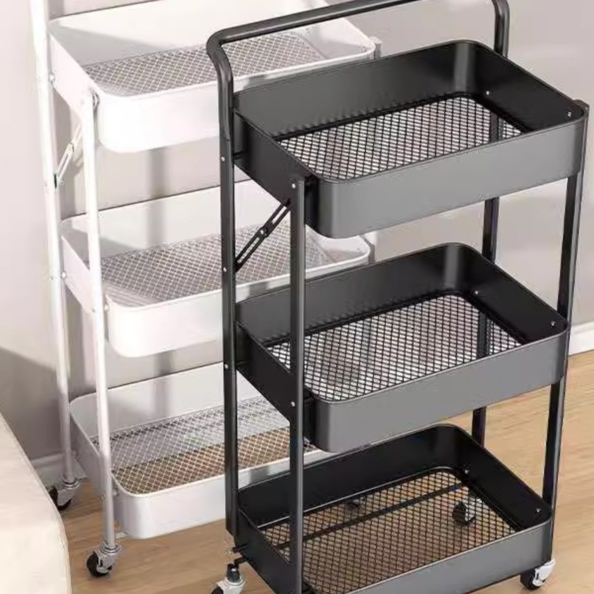 免安装卧室厨房客厅婴儿用品收纳架移动带轮美容院小推车置物架