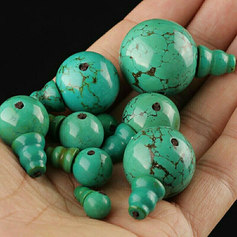 天然绿松石蓝松石圆三通佛头桶珠腰珠顶珠佛塔金刚星月菩提配饰