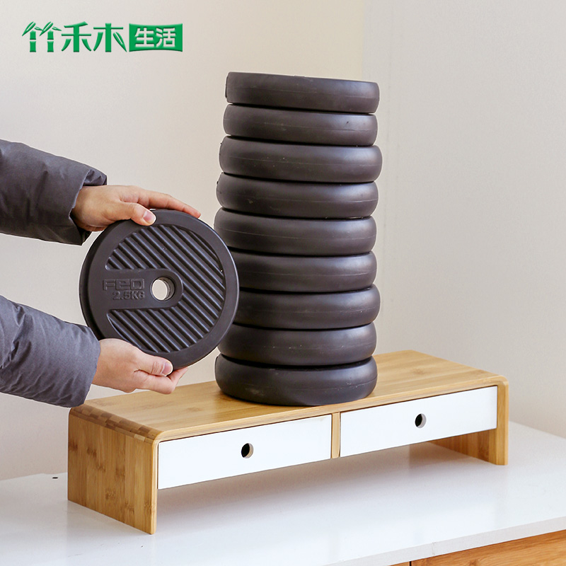 日本品质电脑增高架显示器架桌面抽屉收纳盒竹制置物架笔记本显示