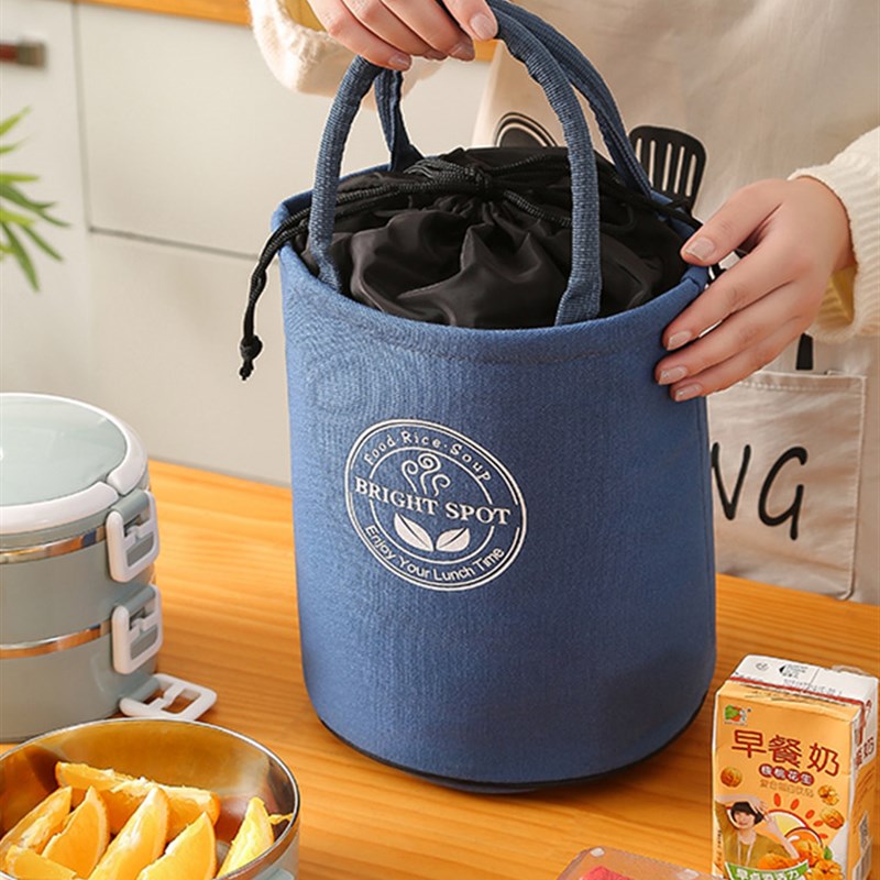 速发可批饭盒包铝箔加带厚饭餐包水桶包手提袋保温学生便当袋圆形