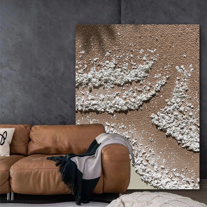 现货速发纯手绘(潮汐)海浪抽象肌理画书房客厅酒店立体玄关装饰画图片