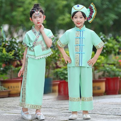 速发傣族服装儿 童孩少数民族汉服异域风情泰国服饰西双版纳演出