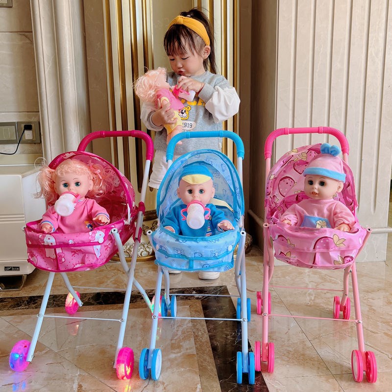 速发孩娃娃玩具儿童过家家宝车婴儿喝水娃娃软胶推宝灯光男洋童