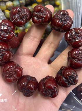 新款精雕天然老蜜蜡复古佛头手串高端大气纯手工雕刻规格23X23㎜