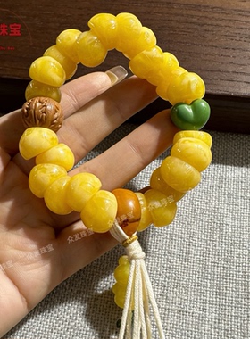 高颜值蜜蜡斜切猪大肠手链暴力熊提溜手串复古高级中国风时尚礼物