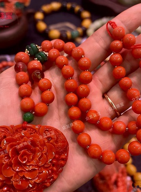 爆款红色牡丹花项链花开富贵毛衣链双面精雕中国复古风节日礼物