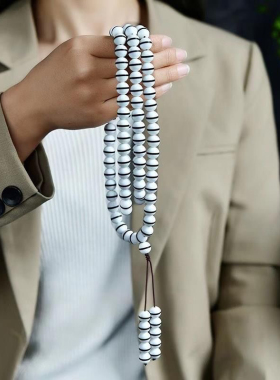 天然龙涎香108颗佛珠手链蜜蜡琥珀一线药师多圈手串男女情侣项链