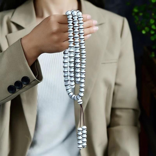 天然龙涎香108颗佛珠手链蜜蜡琥珀一线药师多圈手串男女情侣项链