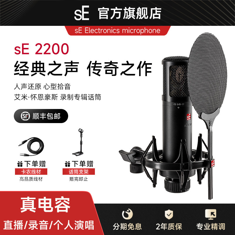 sE2200直播k歌麦克风大振膜多指向型主播唱歌录配音声卡电容话筒