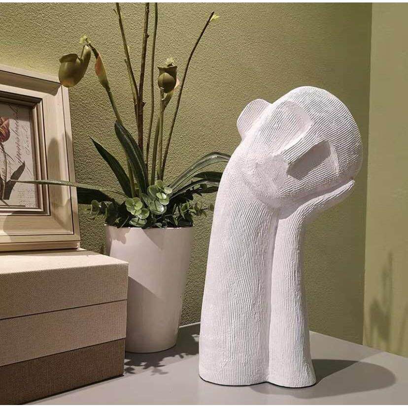 现代简约思考者树脂工艺品托头人物头像雕塑摆件展厅柜台玄关装饰