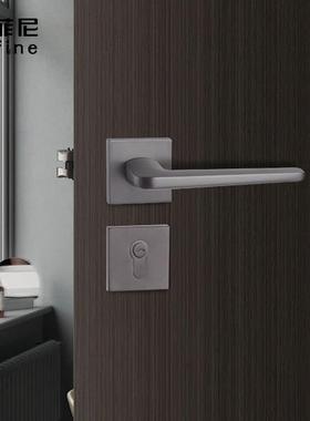 现代简约门锁室内分体锁磁吸静音卧室房门锁灰色实木门把手执手锁