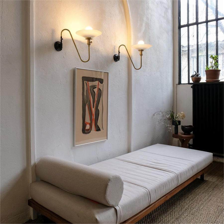 日式创意壁灯摇臂长臂客厅中古风书房免布线床头卧室阅读沙发墙灯