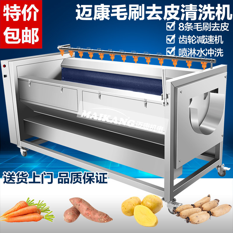 现货毛辊根茎类去皮清洗机