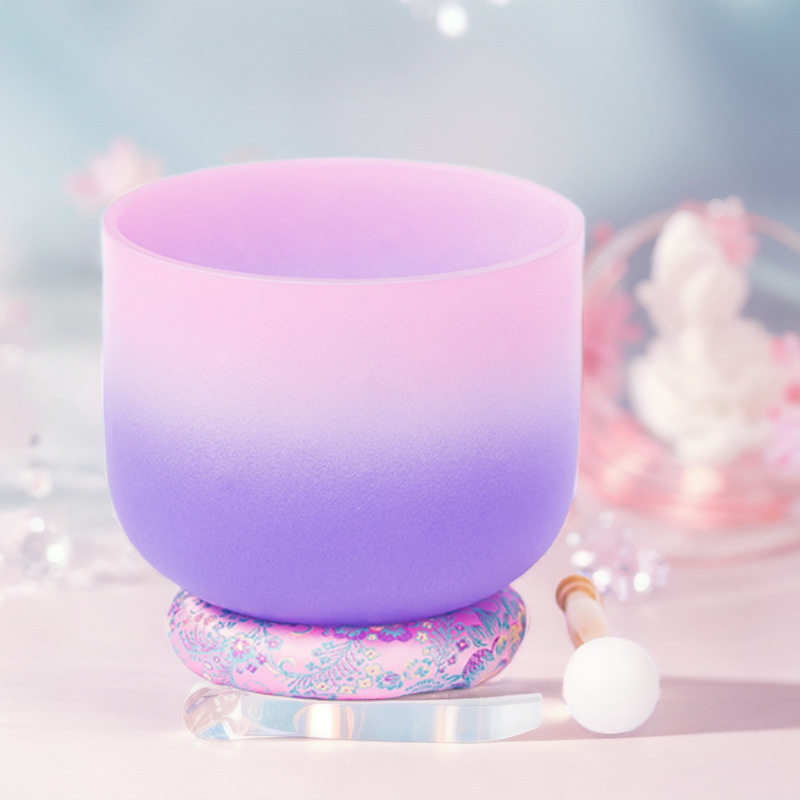 粉紫虹水晶音疗瑜伽钵送球棒