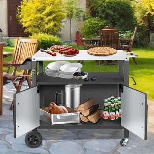 工厂不锈钢餐车多功能手推车户外BBQ披萨烤箱双开门工作台