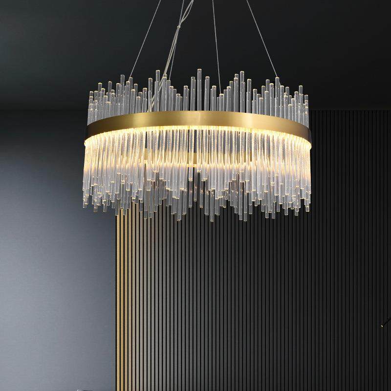 客厅吊灯水晶玻璃轻奢简约现代风格灯具餐厅卧室不锈钢大厅主灯具