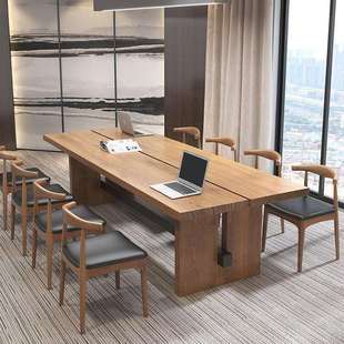 简约实木办公桌公司会议室职员开会培训加长设计创意大型办公桌椅