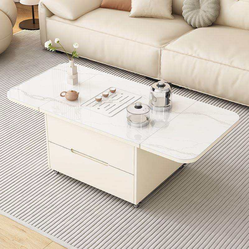 简约现代轻奢岩板家用茶几折叠桌茶桌小户型客厅可移动边几