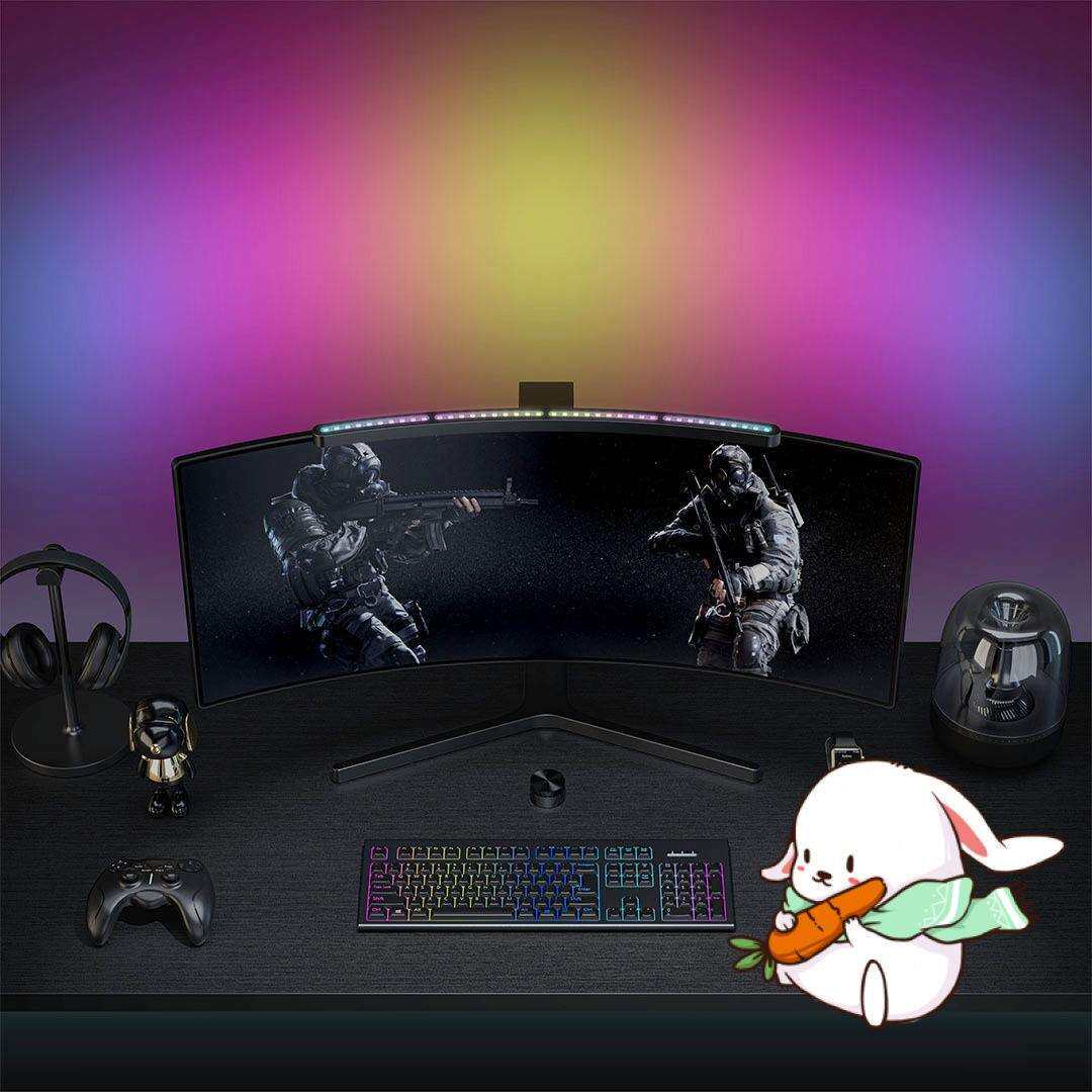 曲面屏幕挂灯电脑显示屏无线控制曲屏显示器电脑灯护眼挂灯