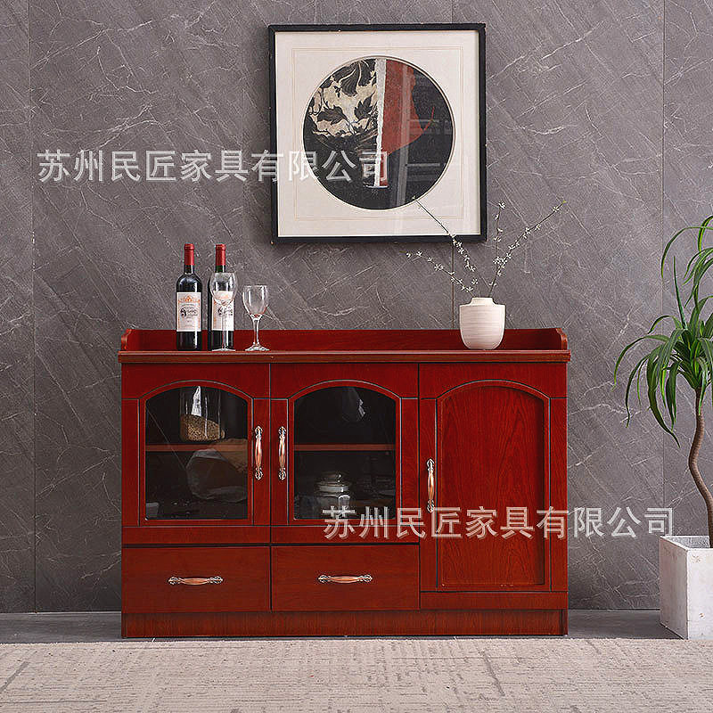 办公室会议室茶水柜餐边柜带抽屉落地柜贴实木皮油漆多功能储物