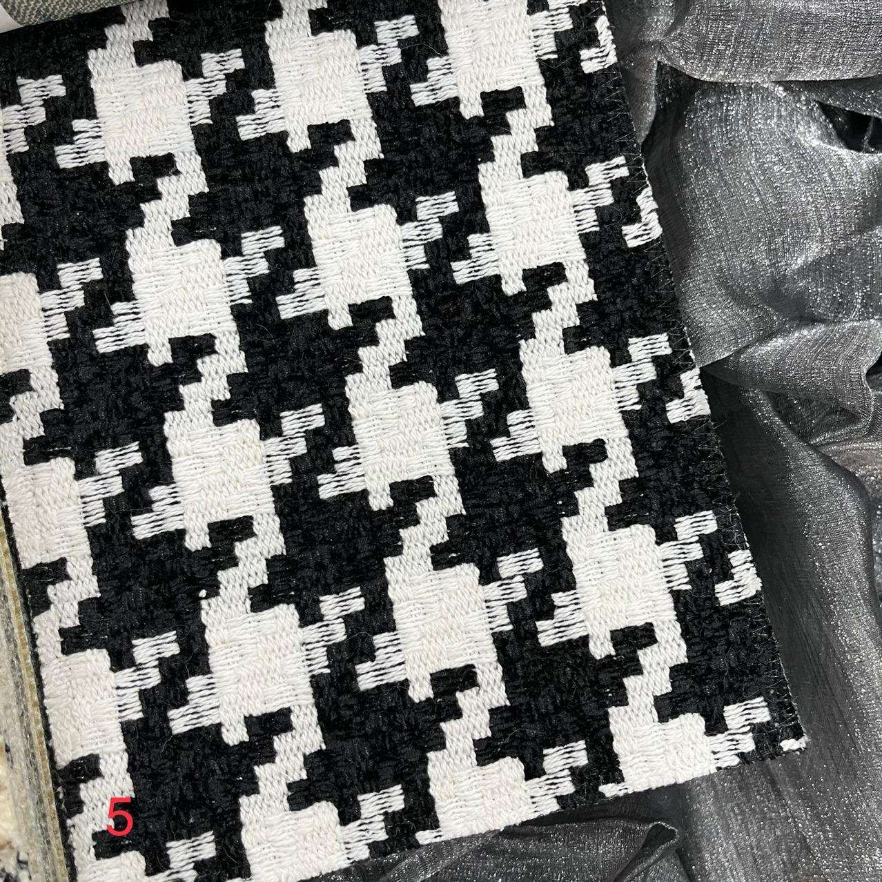 千鸟格编织沙发布面料蓝绿色黑白大千鸟格编织沙发布抱枕布面料