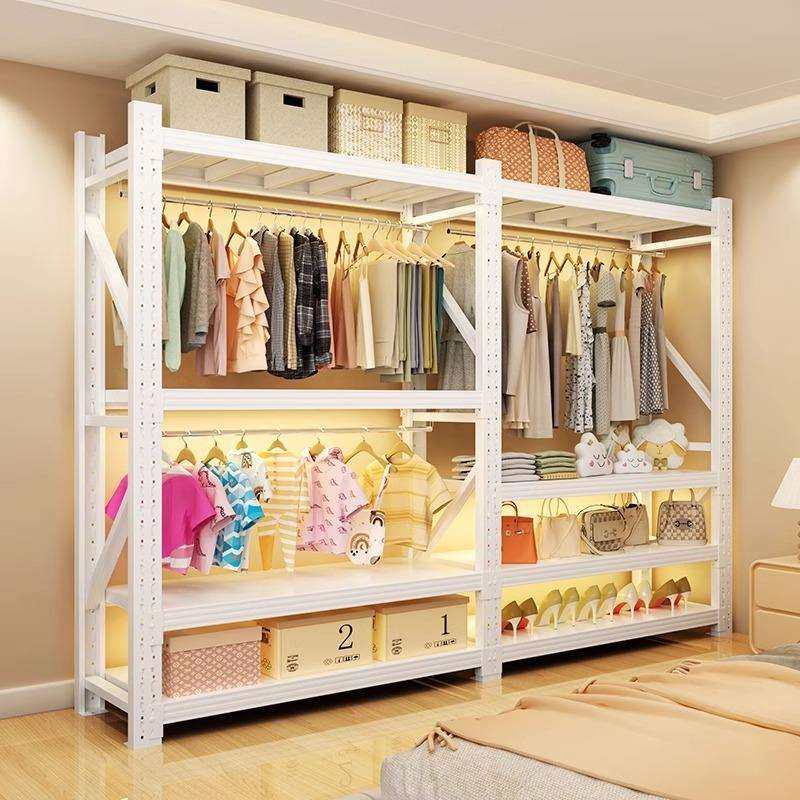 家用货架衣柜卧室简易开放式挂衣架公寓出租房宿舍衣橱收纳置物架