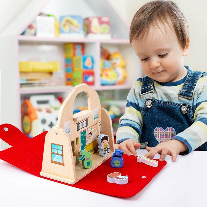 儿童早教益智力仿真过家家水果蔬菜切切看情景模拟手提箱木制玩具