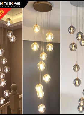 楼梯间灯长吊灯小复式楼别墅现代简约轻奢跃层loft公寓客厅大吊灯