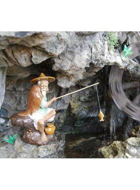 高21装cm陶瓷垂钓摆件 假山庭院饰大摆鱼池099盆景配件 落地件家