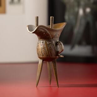 铜爵杯彷古YAX青铜器摆件中礼式家居装客厅办公黄室桌面饰摆设高