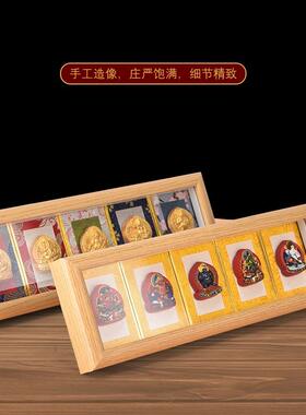 实木五路财神文创唐卡相框手工彩台绘泥奉擦装饰画摆供FMM桌面擦