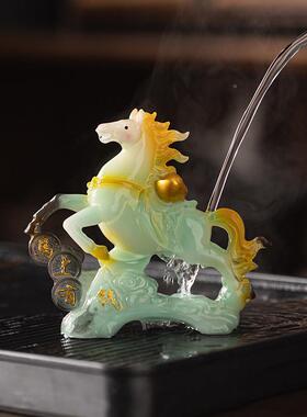BTZ精品变色上有钱装具茶宠摆件可养生肖马马茶玩茶桌招财饰品茶