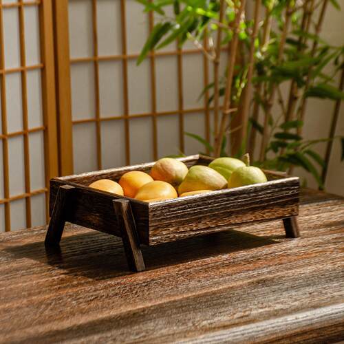 实糖木果家用喝茶托盘木质果零盘民宿中式复古盘甜品食TTS-TT02点