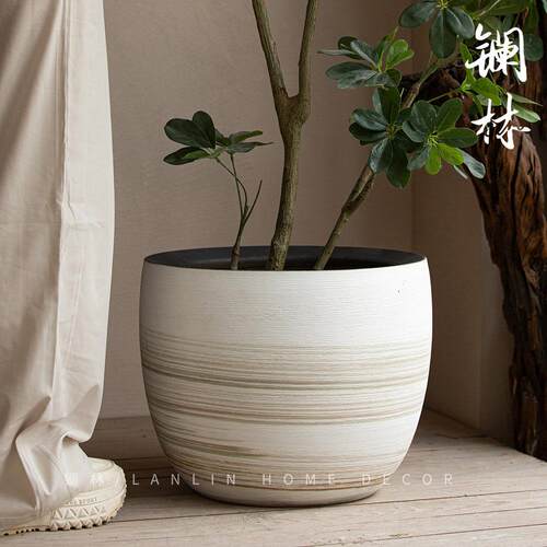 镇德P-045落地陶花盆大口径阳台花园景种树造景花盆简约现代盆栽