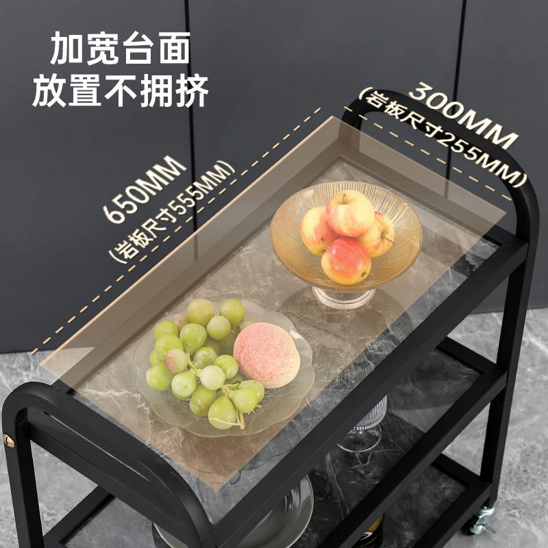 不锈钢三层火锅菜餐架酒店车餐桌推国风轻奢岩板系BNJ列置车物架