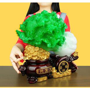 招玉白玄菜聚宝盆白摆开件聚宝财盆存钱罐家居装饰工艺摆设客厅关