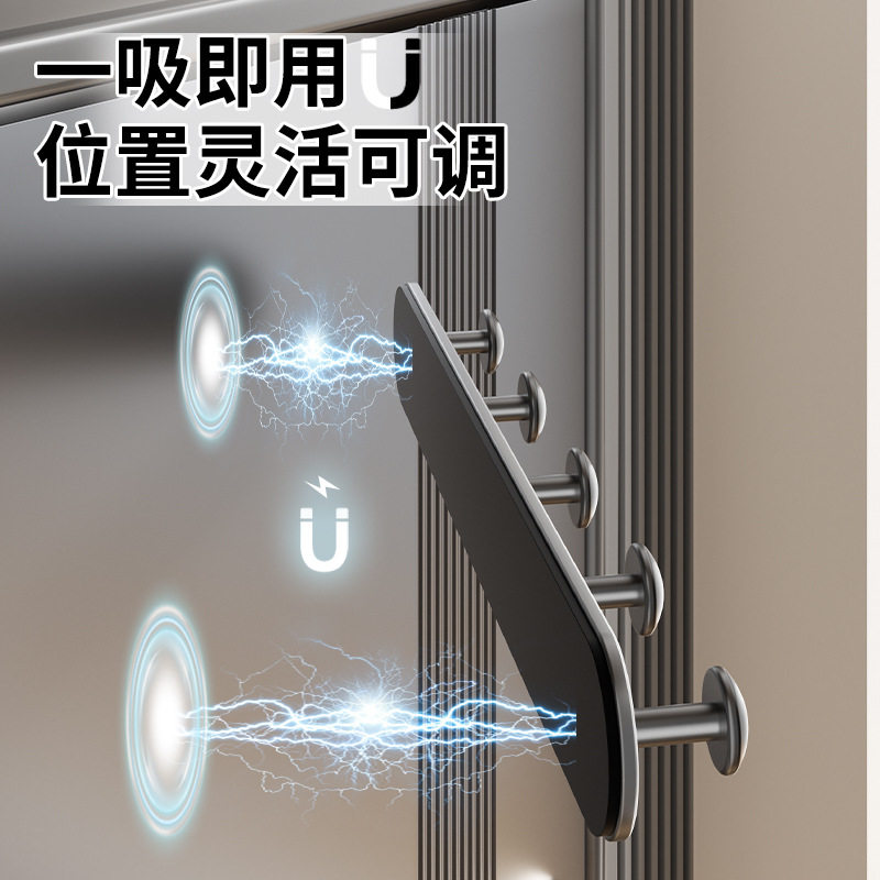 磁吸门后挂钩免打孔一排入户玄关防盗门挂衣钩挂衣架钥匙包包收纳