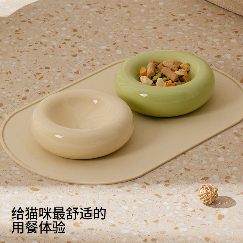 胖嘟嘟陶瓷宠物碗甜甜圈猫咪零食碗防打翻罐头碗狗狗碗大口径猫碗