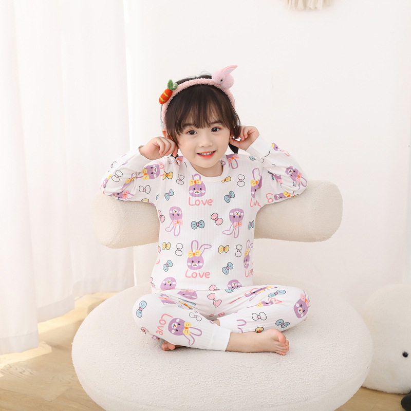 儿童纯棉内衣套装秋冬新款男女童高腰护肚秋衣秋裤婴幼儿宝宝睡衣